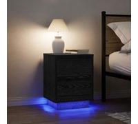 VidaXL Tables de chevet avec lumières LED 2 pcs noir 38x34x50 cm, table de nuit, table de lit, table d'appoint, armoire de 861286 Noir
