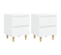 vidaXL Tables de chevet avec pieds en pin – lot de 2 40x35x50 cm – Blanc