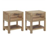 vidaXL 2X Bois d'Acacia Tables de Chevet avec Tiroirs Table de Nuit Armoire de Chevet Salon Chambre à Coucher Maison Intérieur 40x30x48 cm