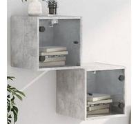 vidaXL Tables de chevet et portes vitrées 2 pcs gris béton 35x37x35 cm