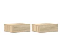 vidaXL Tables de Chevet Flottantes 2 pcs, Armoire de Lit Murale, Table de Nuit, Meuble de Chambre à Coucher Maison Intérieur, Chêne Sonoma Bois d’Ingénierie