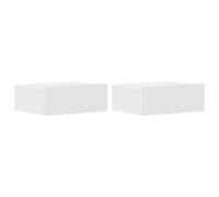 vidaXL Tables de Chevet Flottantes 2 pcs, Armoire de Lit Murale, Table de Nuit, Meuble de Chambre à Coucher Maison Intérieur, Blanc Bois d’Ingénierie
