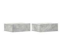 vidaXL Tables de Chevet Flottantes 2 pcs, Armoire de Lit Murale, Table de Nuit, Meuble de Chambre à Coucher Maison Intérieur, Gris Béton Bois d’Ingénierie