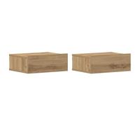 vidaXL Tables de Chevet flottantes 2 pcs chêne Artisanal 40x32x15 cm