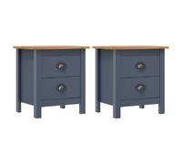 Tables de chevet Hill 2 pcs Gris 46x35x49,5 cm Bois de pin gris et marron miel G