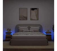 vidaXL Tables de Chevet avec LED 2 pcs Vieux Bois Bois d'ingénierie, Meuble de Chevet, Table d'appoint, Armoire de lit, Armoire de Chevet