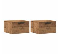 vidaXL Tables de Chevet murales 2 pcs chêne Artisanal 34x30x20 cm, Armoire de Chevet Flottante, Armoire de Chevet Suspendue, unité de Chevet Murale