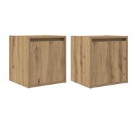 vidaXL Tables de Chevet murales 2 pcs chêne Artisanal 38x34x40 cm, Table de Chevet, Armoire de lit, Table d'appoint de Chambre, Table de Nuit