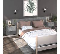 vidaXL Tables de chevet murales 2 pcs Gris béton Bois d'ingénierie