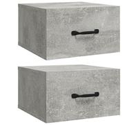 vidaXL Tables de chevet murales 2 pcs Gris béton 35x35x20 cm