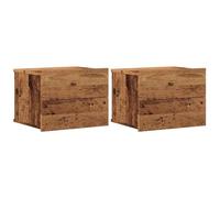 vidaXL Tables de Chevet murales 2 pcs Vieux Bois 40x32x30 cm, Armoire de Chevet Flottante, Armoire de Chevet Suspendue, unité de Chevet Murale