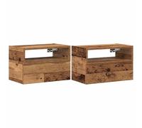 vidaXL Tables de Chevet murales 2 pcs Vieux Bois 45x26x28,5 cm, Armoire de Chevet Flottante, Armoire de Chevet Suspendue, unité de Chevet Murale