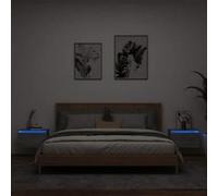 vidaXL Tables de Chevet Murales avec Lumières LED 2 pcs, Armoires de Nuit, Tables de Nuit Chambre, Moderne, Sonoma Gris Bois 836837 Gris G