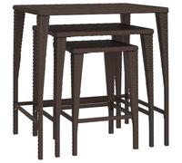 vidaXL Tables de jardin 3 pcs. Marron Poly Rattan