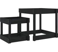 vidaXL Tables de jeu de sable 2 pcs. noir pin massif