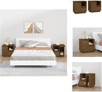 vidaXL Tables de nuit 2 pcs. Marron miel 50x34x50 cm Pin massif - Tables de chevet