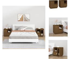 vidaXL Tables de nuit 2 pcs. Marron miel 50x34x50 cm Pin massif - Tables de chevet