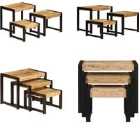 vidaXL Tables de set 3 pcs. Mango massif - Table d'Appoint - Table basse - Tables basses