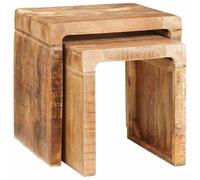 vidaXL Tables gigognes 2 pcs Marron Bois de Mangue Massif, Tablettes de Salon, Tables gigognes Modernes, Gain de Place, Design Chic et Fonctionnel