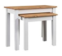 vidaXL Tables gigognes 2pcs Blanc Bois pin massif Assortiment Panama