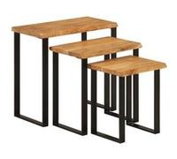 vidaXL Tables gigognes 3 pcs avec bord vivant bois massif d'acacia Marron