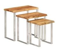 vidaXL Tables Gigognes 3 pcs avec Bord Vivant, Bout de Canapé avec Pied, Table d'Appoint, Meuble de Salon Salle de Séjour, 372761 Marron G