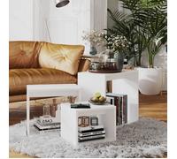 vidaXL Tables gigognes 3 pièces Blanc aggloméré pour salon