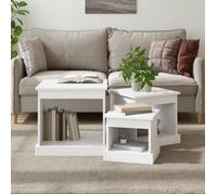 vidaXL Tables basses 3 pcs – blanc, bois d'ingénierie