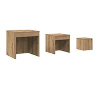 vidaXL Tables gigognes 3 pcs chêne Artisanal Bois d'ingénierie, Support gigogne, Ensemble de Tables gigognes, Table Basse empilable, Table empilable