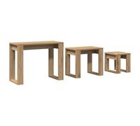 vidaXL Tables gigognes 3 pcs chêne Artisanal Bois d'ingénierie, Support gigogne, Ensemble de Tables gigognes, Table Basse empilable, Table empilable