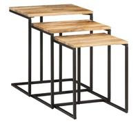 vidaXL – Tables gigognes – Ensemble 3 pcs – Bois massif d'acacia, empilables, bouts de canapé