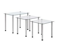 vidaXL Tables Gigognes 3 pcs Table Basse Table d'Appoint Table de Canapé Meuble de Salon Salle de Séjour Maison Intérieur Transparent Verre Trempé