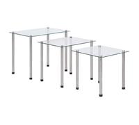 vidaXL Tables gigognes 3 pcs Transparent Verre trempé 249528