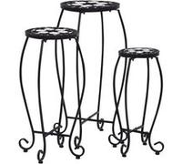 vidaXL Tables en mosaïque 3 pcs. Céramique noire et blanche