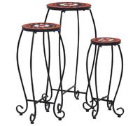 vidaXL Tables Mosaïque 3 pcs - Terre Cuite et Blanc