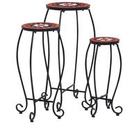 vidaXL Tables en mosaïque 3 pcs. Céramique Terracotta et Blanc