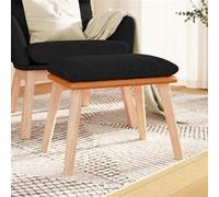 vidaXL Repose-pied Noir Tissu et Similicuir