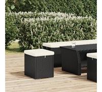 vidaXL Pouf avec coussin – Résine tressée noir 40x30x40 cm