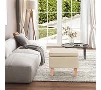 vidaXL Tabouret avec pieds en bois Crème Tissu329434 Autre G