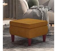 vidaXL Tabouret avec pieds en bois Marron Velours