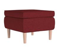 vidaXL Tabouret avec pieds en bois Rouge bordeaux Tissu