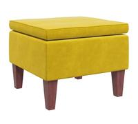 vidaXL Tabouret avec Pieds en Bois Siège Pouf Repose-Pied Tabouret de Canapé Salon Salle de Séjour Chambre à Coucher Intérieur Jaune Velours