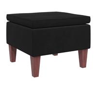 vidaXL Tabouret avec Pieds en Bois Siège Pouf Repose-Pied Tabouret de Canapé Salon Salle de Séjour Chambre à Coucher Intérieur Noir Velours