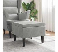 vidaXL Tabouret 329436 – Siège pouf velours, pieds en bois – Gris clair