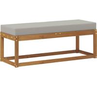 vidaXL Tabouret banc avec coussin Naturel et gris clair 115 x 43 x 37 cm