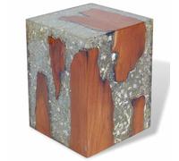 vidaXL Tabouret Bois de Teck Massif et résine