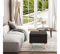 VIDAXL Tabouret Bois - Noir tissu
