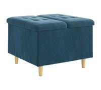 vidaXL Tabouret bouton avec coussin Bleu 60 x 60 x 45 cm Velours