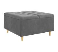 vidaXL Tabouret bouton avec coussin Gris foncé 80 x 80 x 45 cm Velours