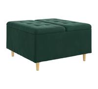 vidaXL Tabouret bouton avec coussin Vert foncé 80 x 80 x 45 cm Velours